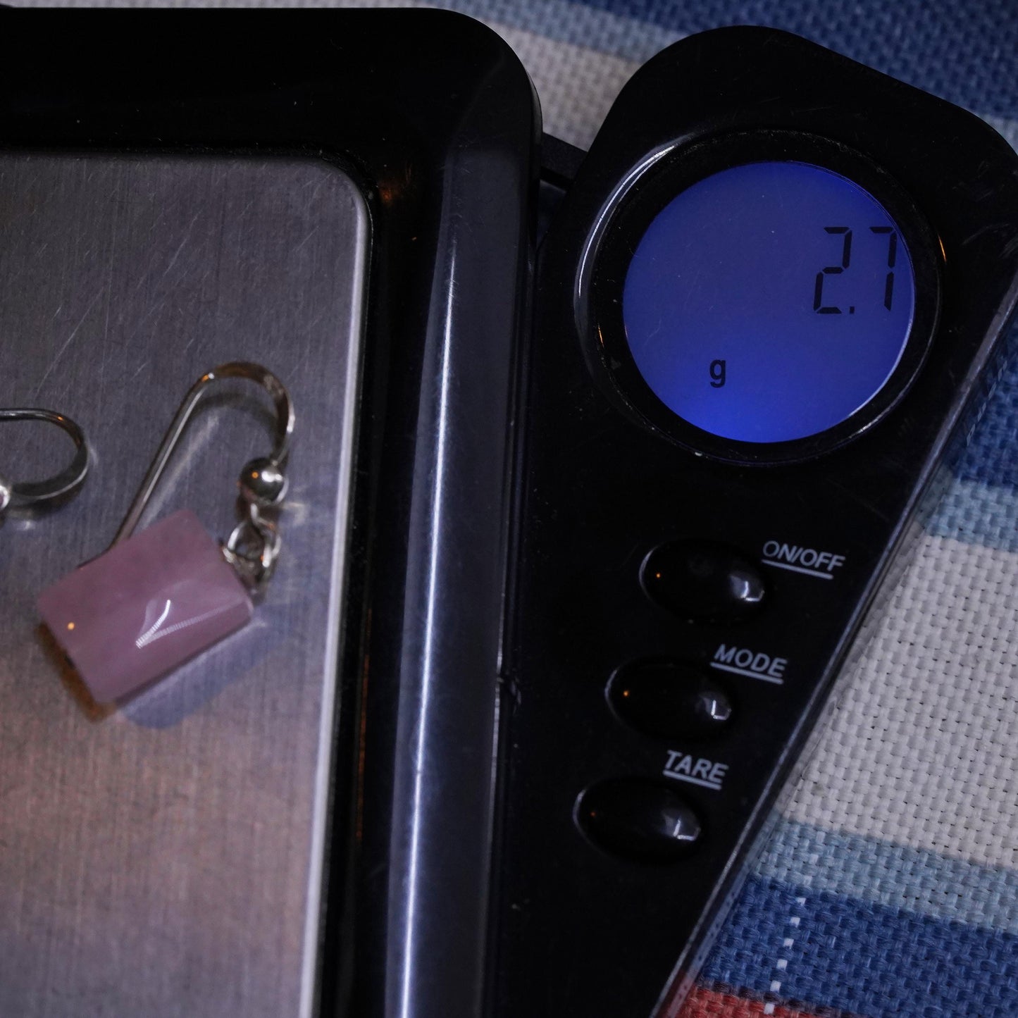 Vintage Sterling 925 silver handmade earrings with pink quartz nugget
