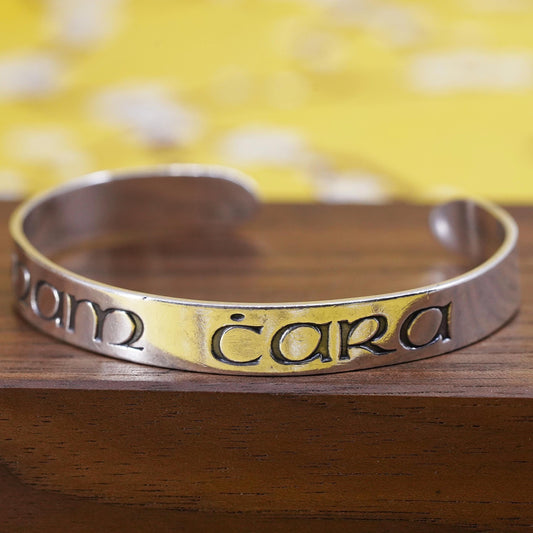 6.5" sterling silver cuff, taxco 925 silver bracelet, anam cara soul friendship