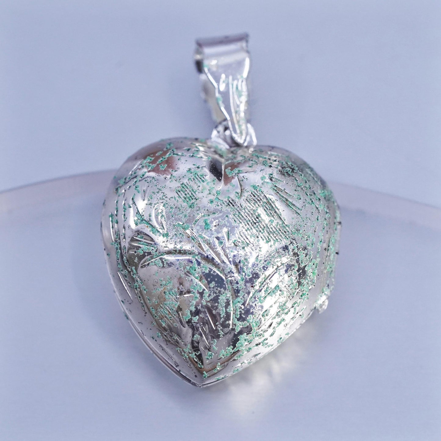 Vintage Sterling silver handmade charm, 925 heart Pendant photos locket