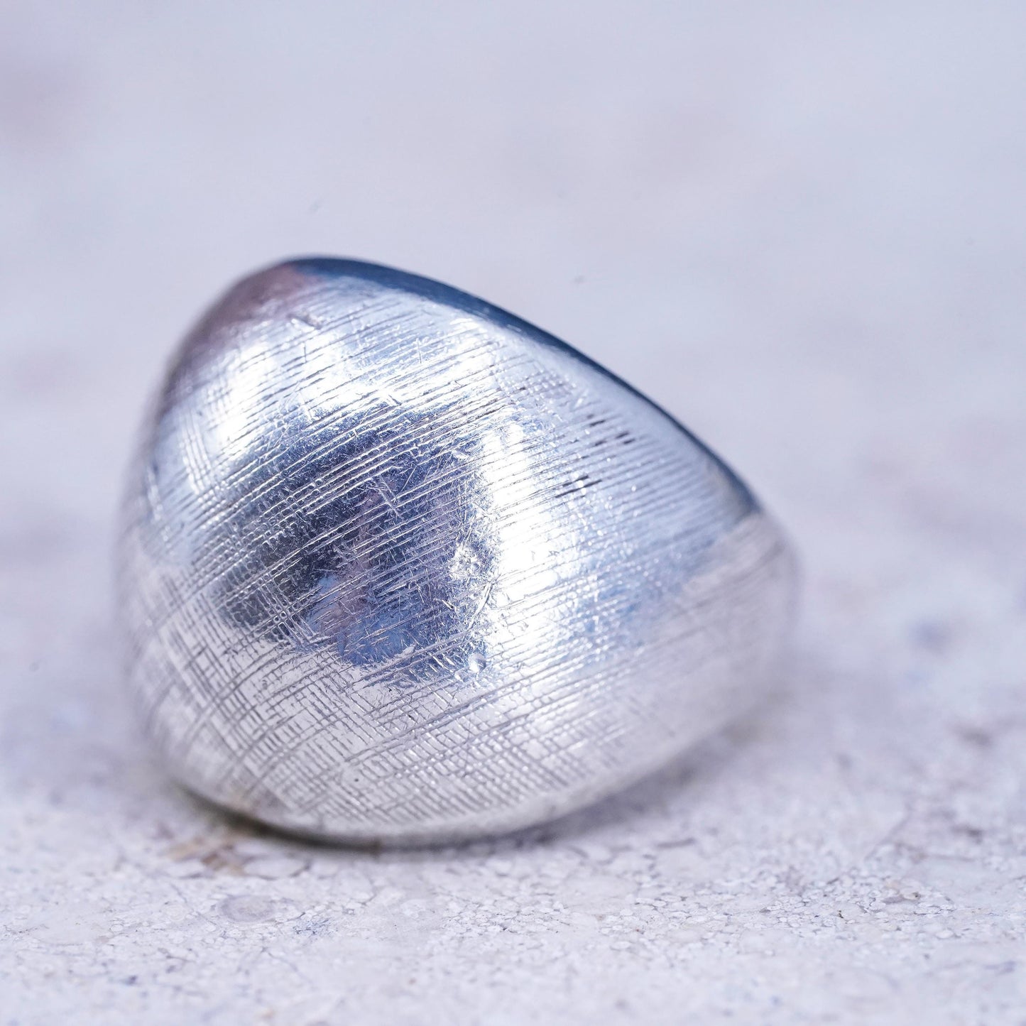 Size 3.5, vintage Sterling silver handmade ring, 925 wide band with textured