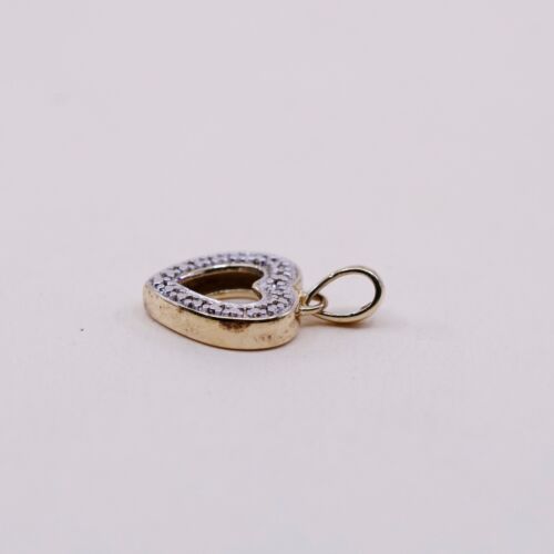 VTG vermeil Gold over Sterling silver pendant, 925 heart pendant with diamond
