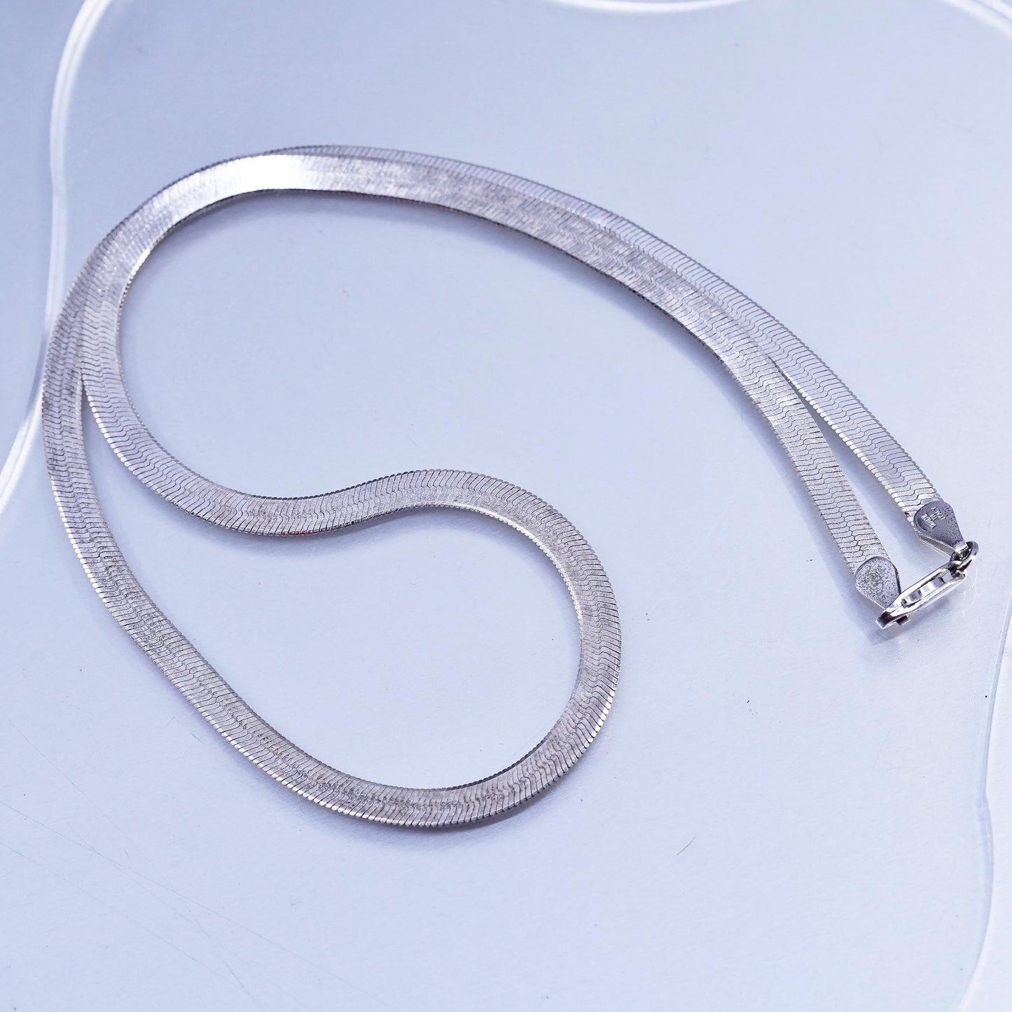 18" 4mm, vintage Italian Sterling 925 silver textured herringbone necklace