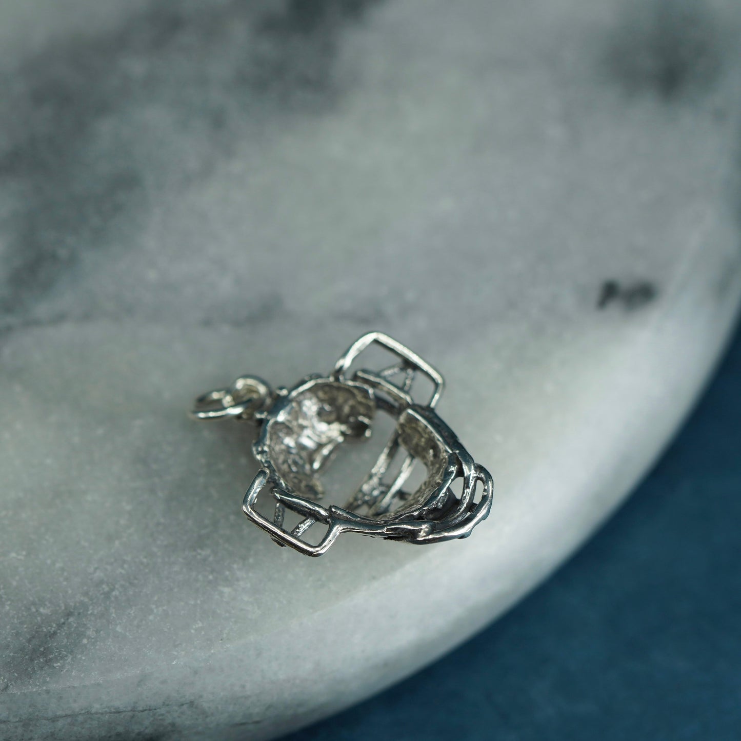 Vintage Sterling silver handmade pendant, 925 baseball helmet