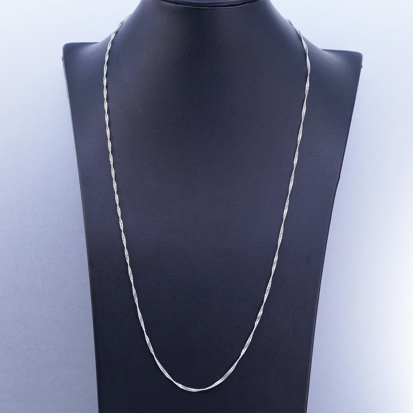 24” 2mm, vintage Italian Sterling 925 silver twisted curb chain necklace