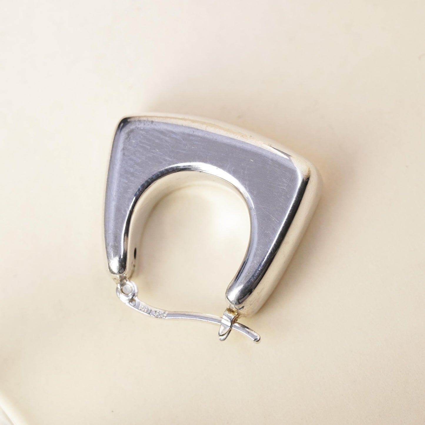 1", Vintage sterling silver loop single earring, minimalist primitive hoop
