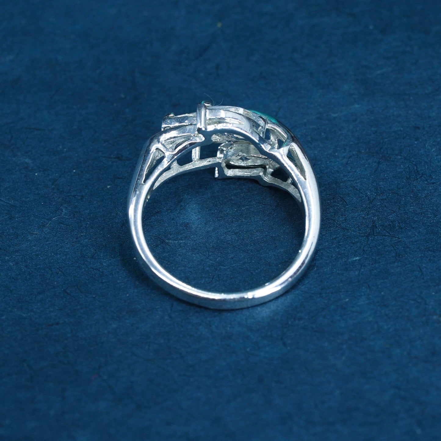 Size 9.5, vintage Sterling 925 silver handmade engagement ring with cz details
