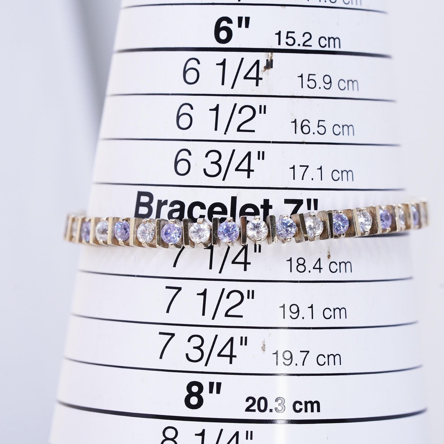 7", Vintage vermeil gold over Sterling 925 silver tennis bracelet with cz