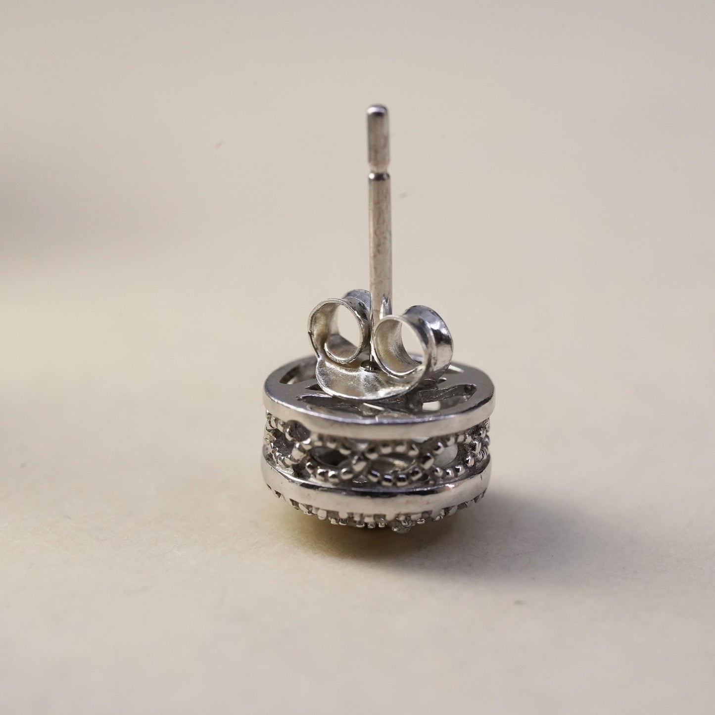 Vintage SK9 single earring. Sterling 925 silver stud with cluster diamonds
