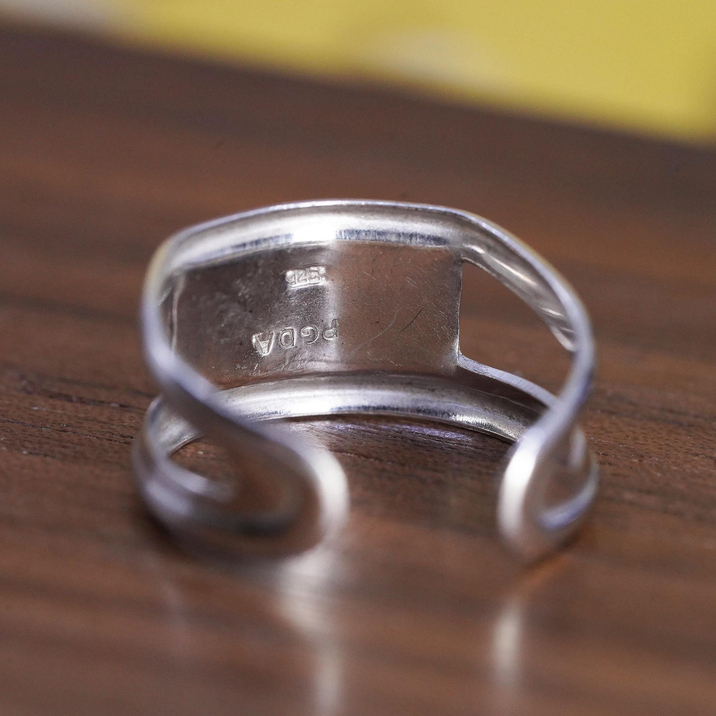 Size 4, Vintage Sterling silver handmade ring, 925 open band with pink cz heart