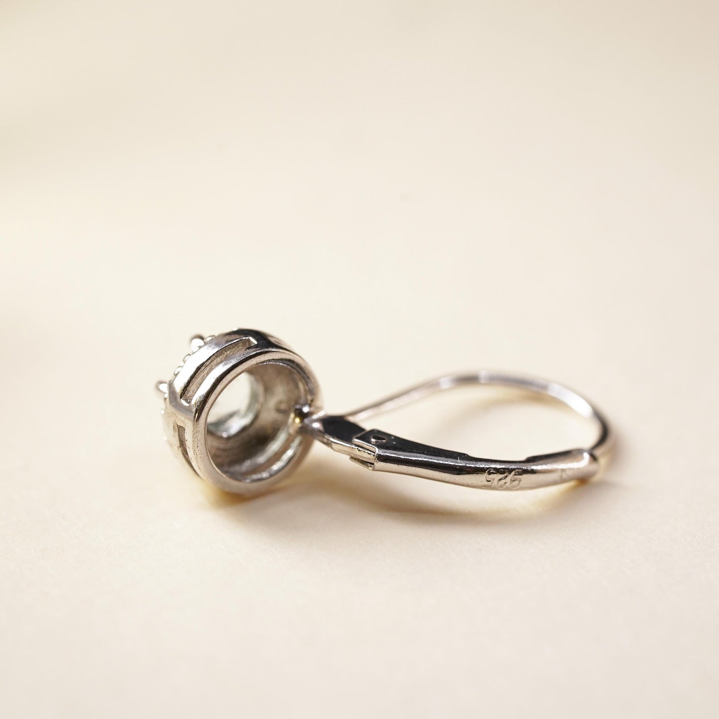 Fashion sterling silver single earring, 925 silver dangle with clear Cz