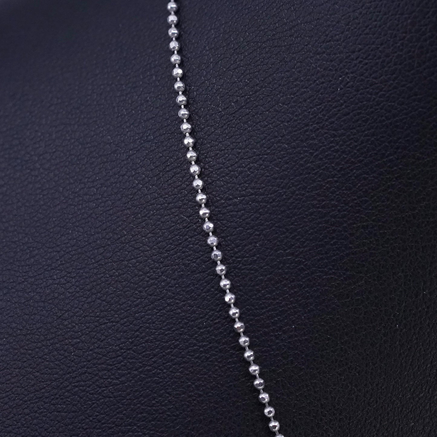 16" 1mm, vintage italy Sterling 925 silver bead chain necklace