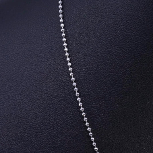 16" 1mm, vintage italy Sterling 925 silver bead chain necklace