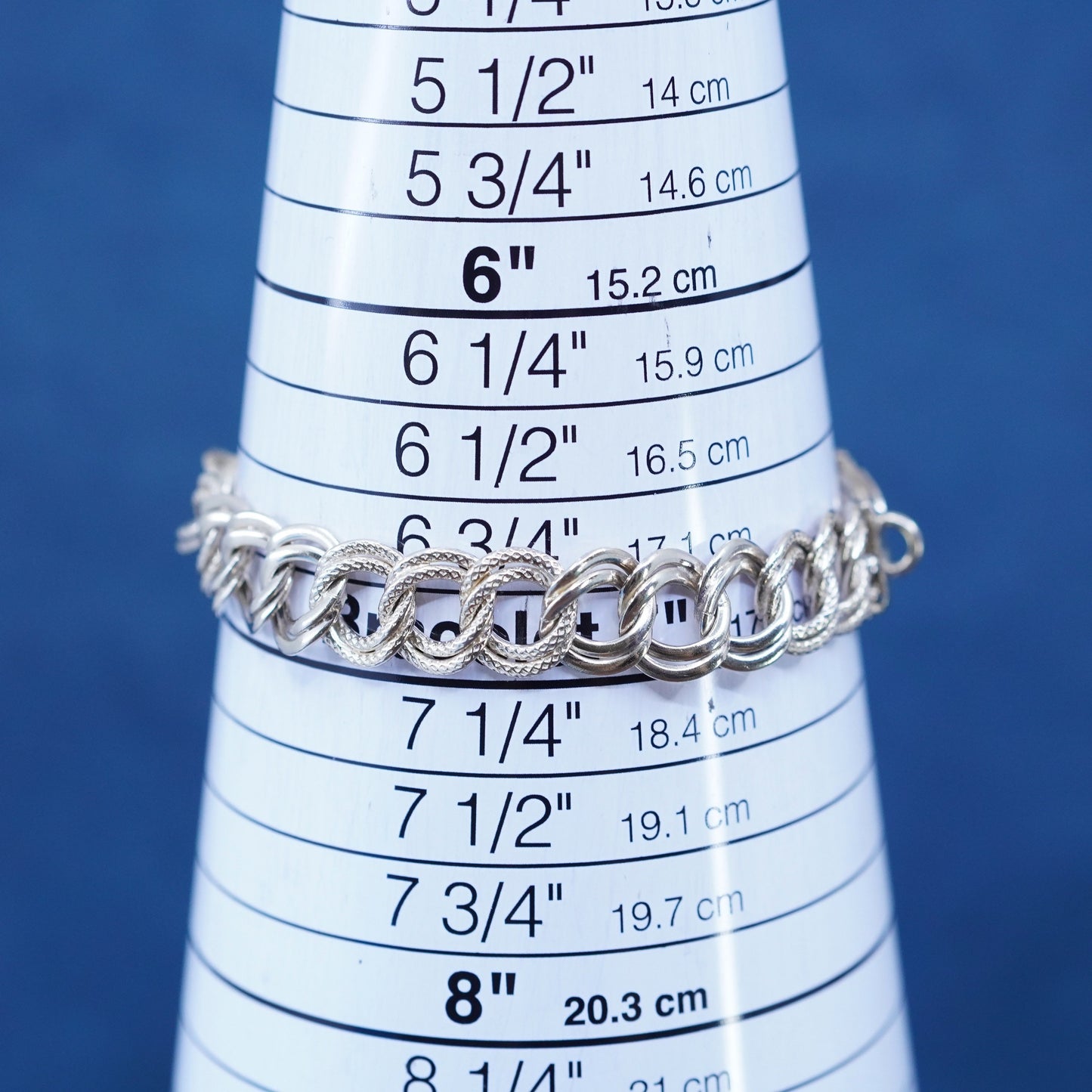 7” pale gold over Sterling silver handmade charm bracelet, 925 curb chain