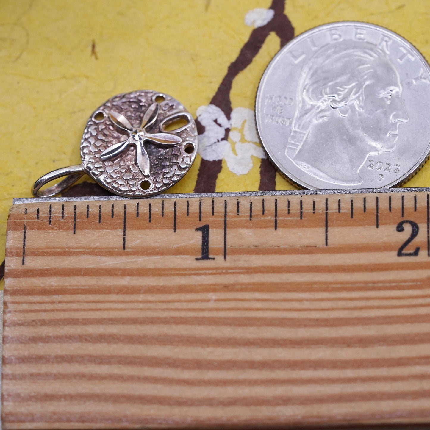 Vintage Sterling Silver Handmade Pendant, textured 925 sand dollar charm