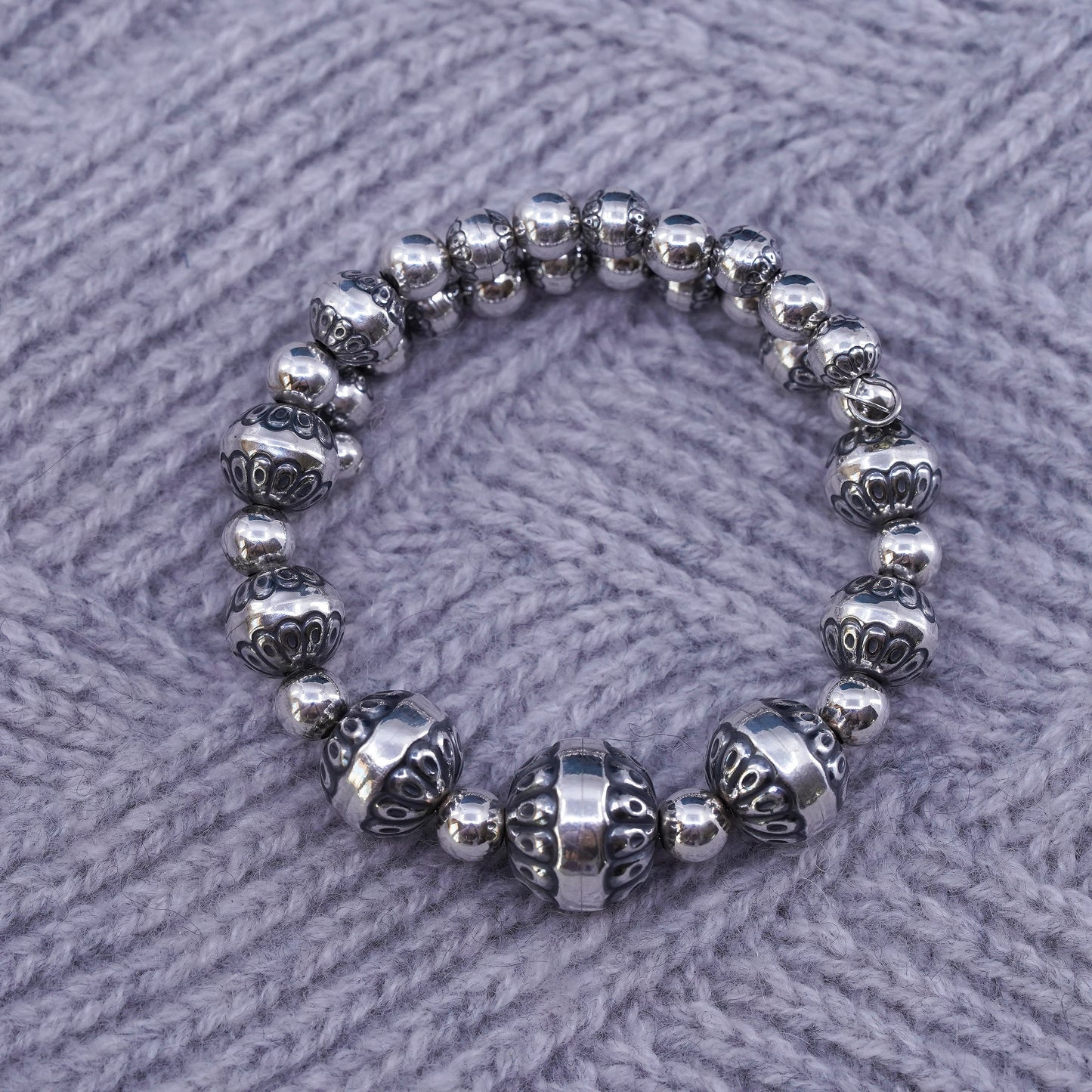 6", Carolyn Pollack Relios sterling silver bracelet, 925 silver bangle beads