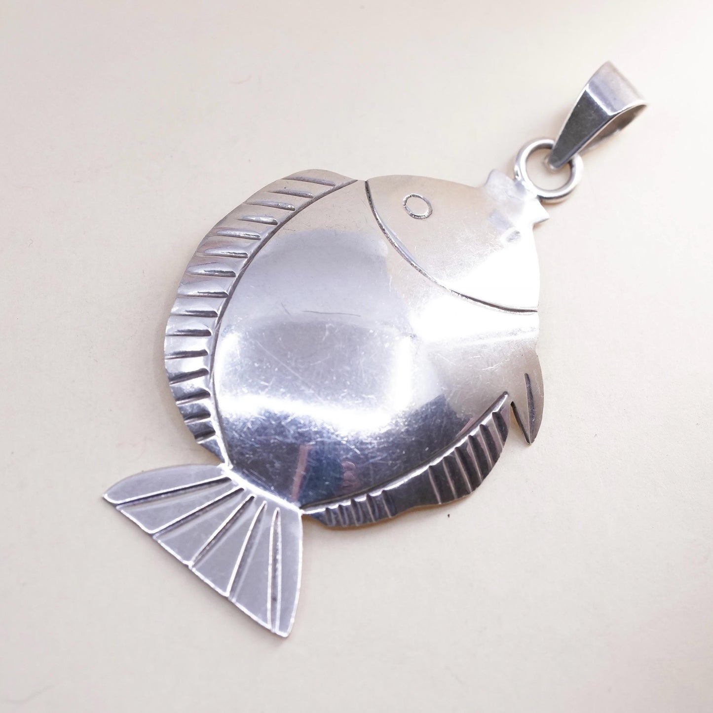 Vintage Mexican sterling silver handmade pendant, 925 fish charm