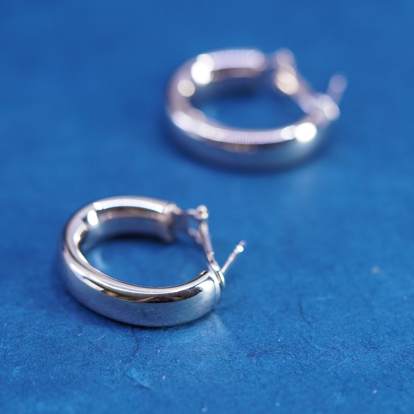 1”, vintage Italian Milor brass earrings, puffy hoops