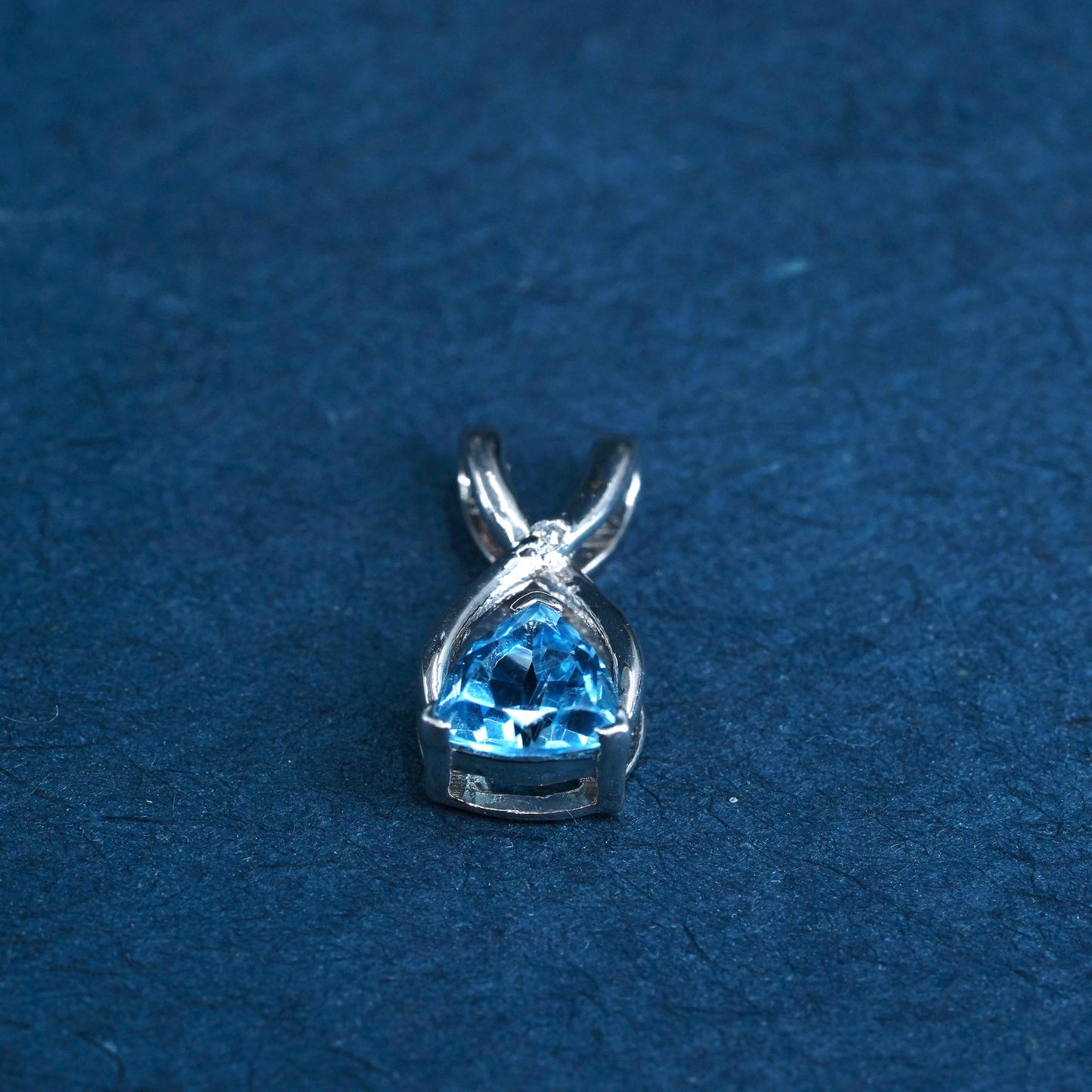 Vintage sterling 925 silver handmade pendant with blue topaz stone