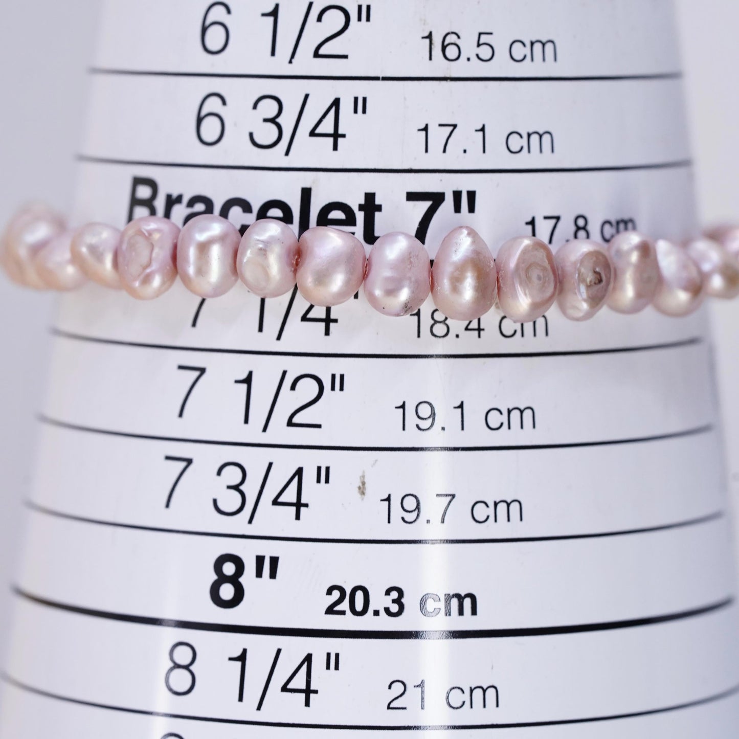 7.25” 5mm, Vintage handmade bracelet, pink freshwater pearl w/ 925 silver clasp