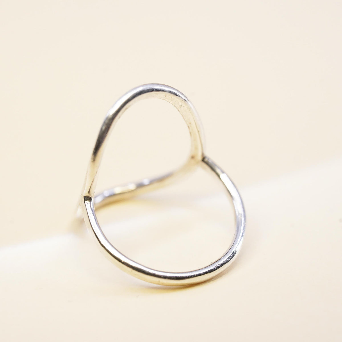 size 8, vintage Sterling silver handmade ring, 925 hammered textured oval band