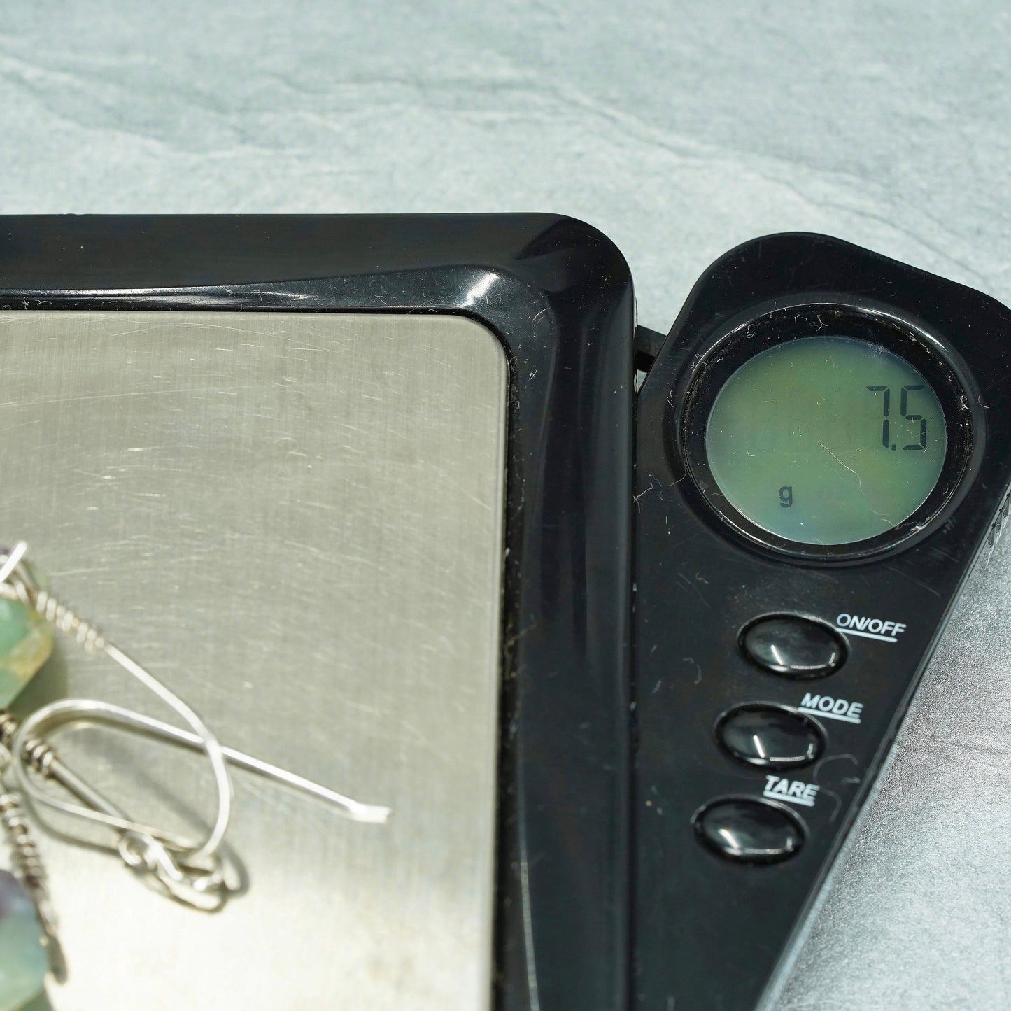 Vintage Sterling 925 silver handmade earrings with fluorite nugget