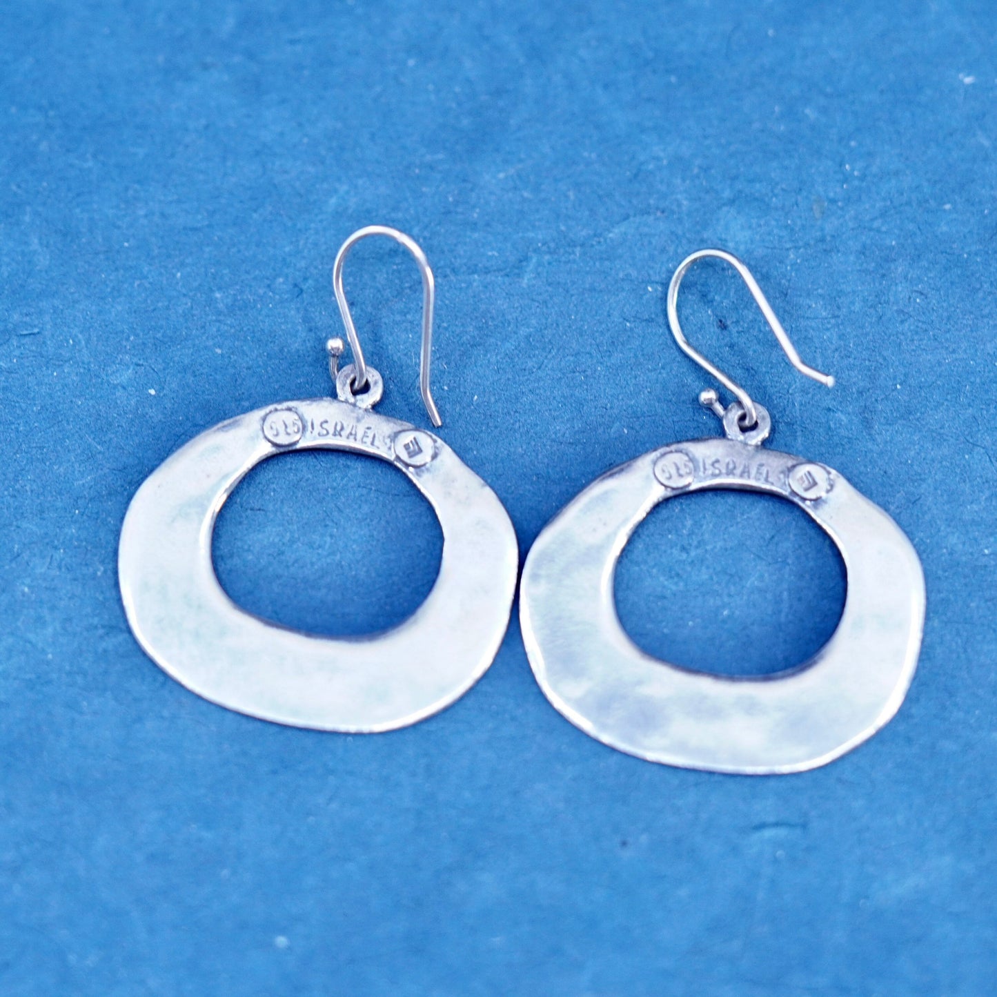 Silpada 925 Sterling Silver Hammered Circular Dangle Earrings W1848 Oval Shiny