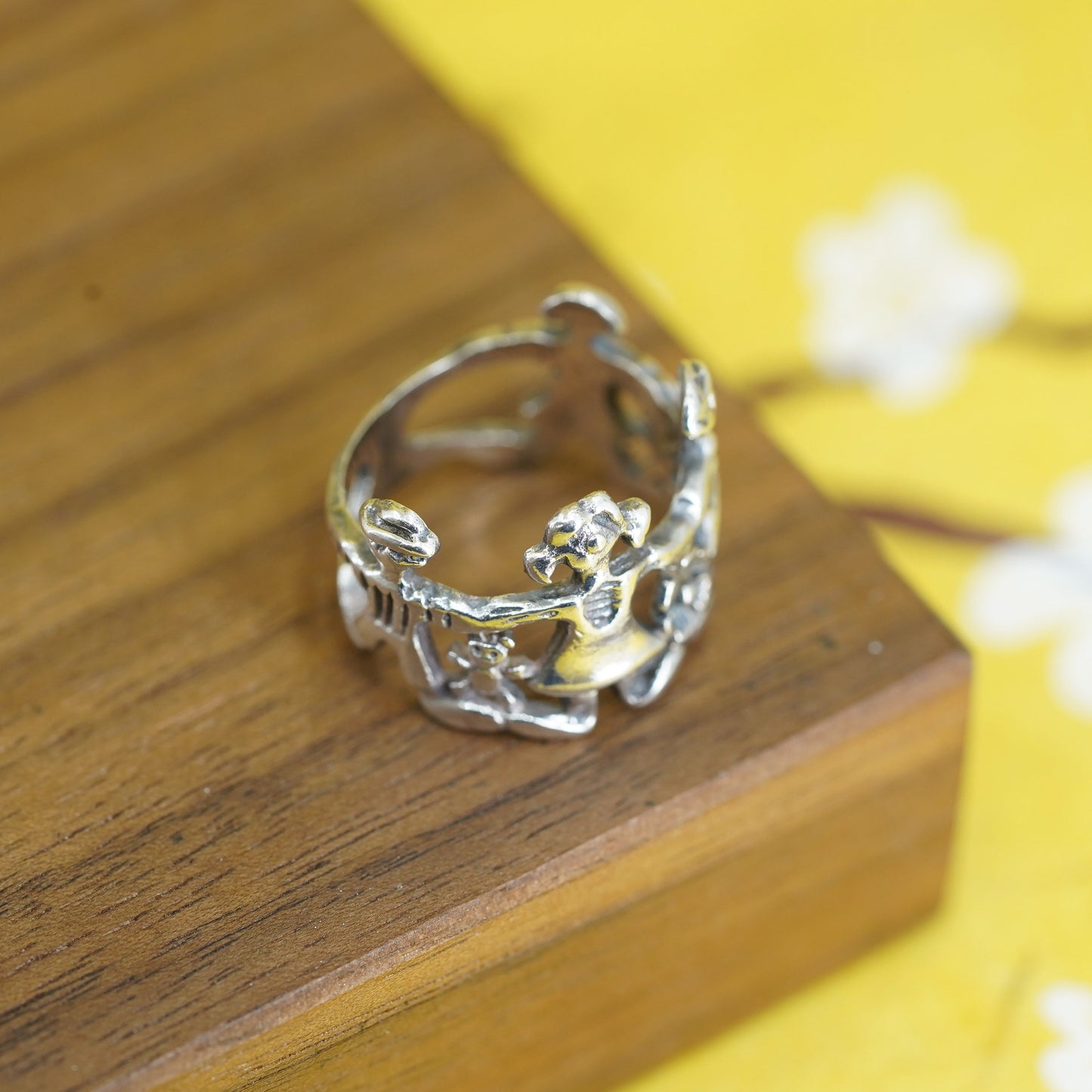 size 5.25, vintage Sterling silver handmade ring, 925 children friendship band