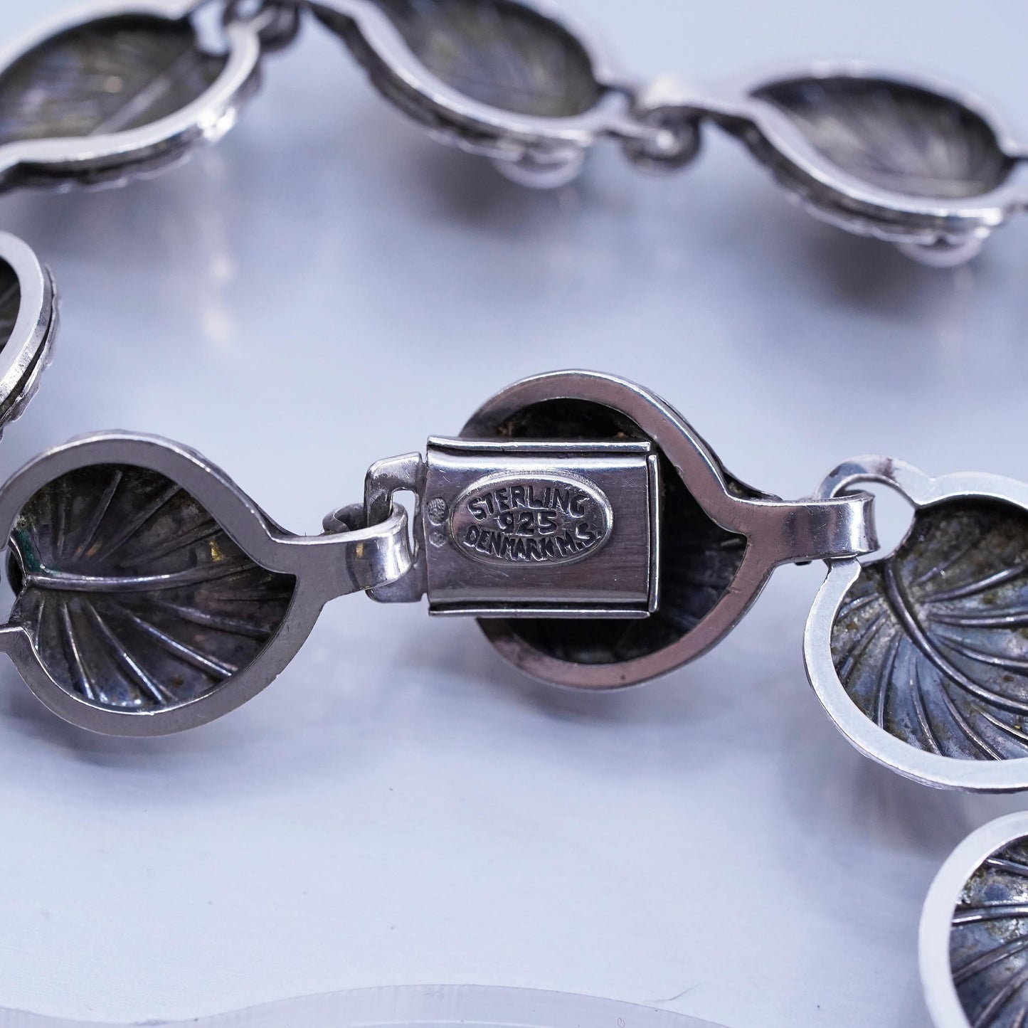 15”, Danish Hermann Siersbol Sterling silver necklace, 925 leafy choker collar