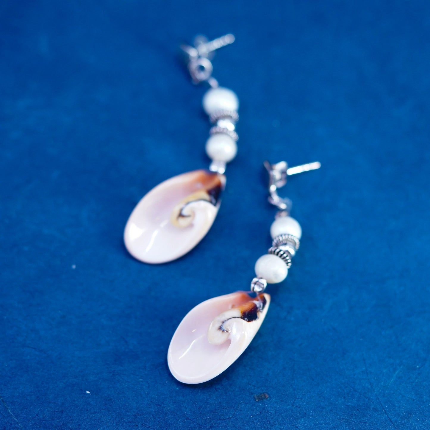 Sterling Silver 925 Shiva eye earrings | Mexican handmade Jewelry, fossil shell