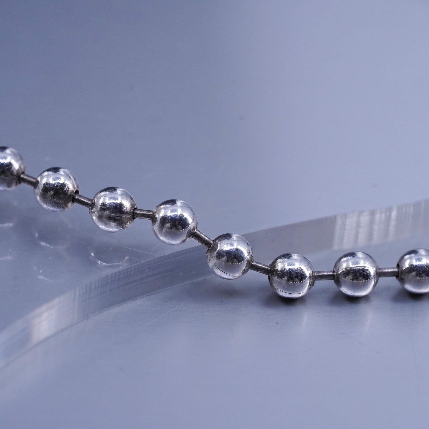 20” 5mm, vintage Sterling 925 silver handmade bead chain necklace