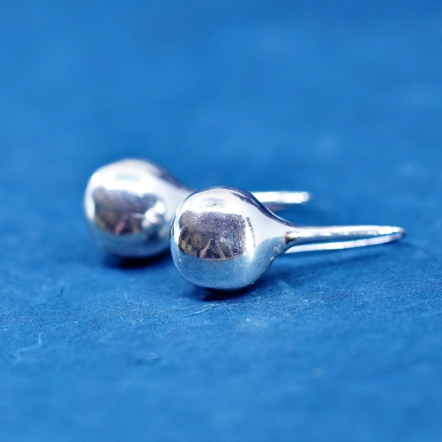 Vintage sterling silver handmade earrings, 925 simple teardrop drops