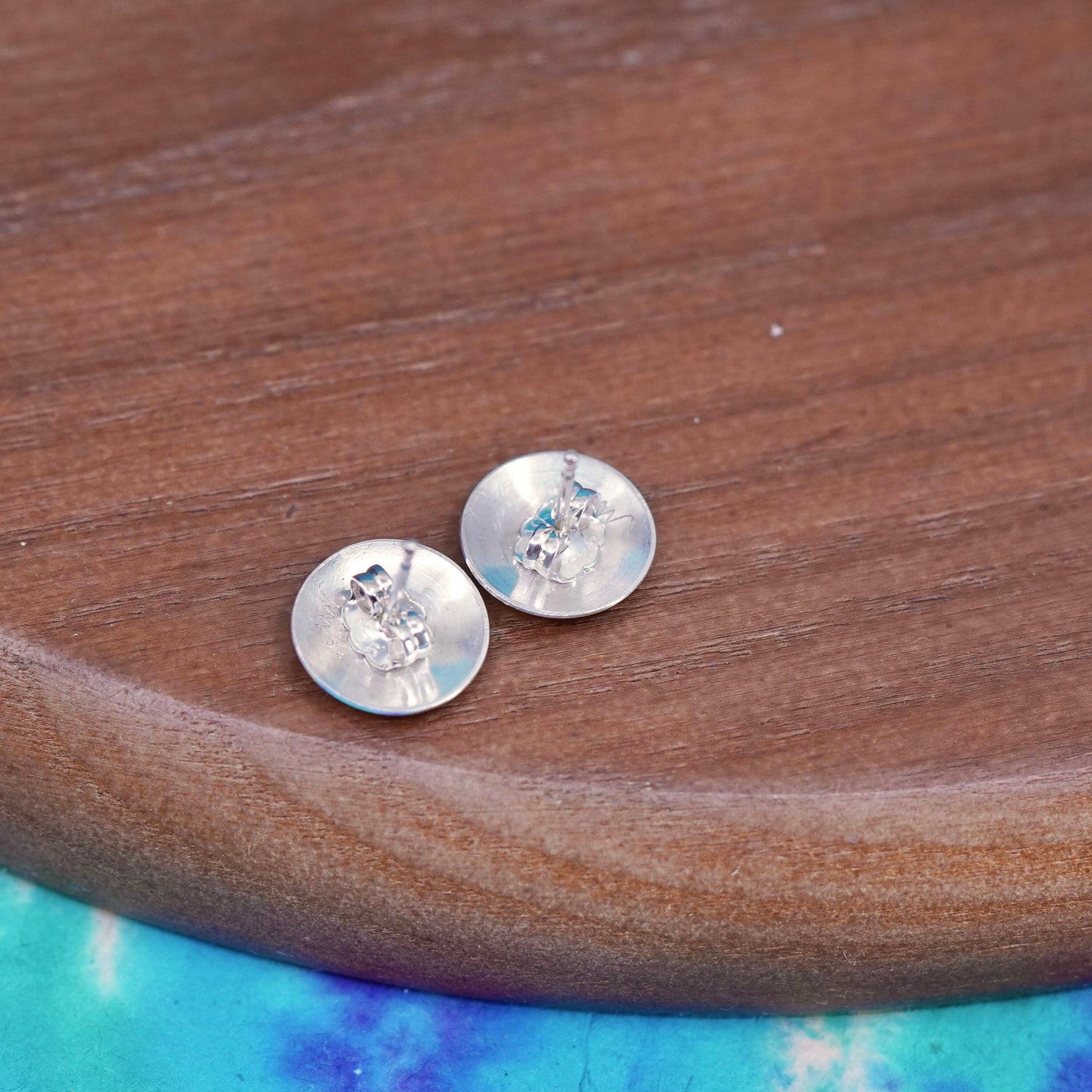 Vintage southwestern Sterling silver handmade earrings, 925 textured studs