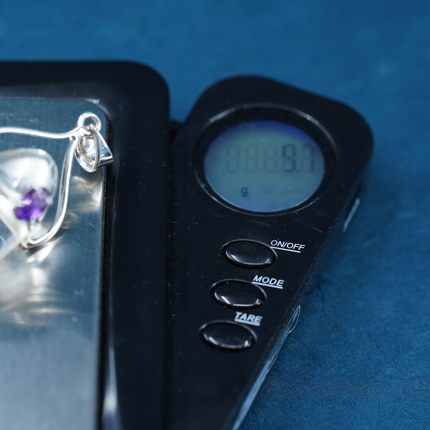 handmade sterling 925 silver charm pendant with healing crystal and amethyst