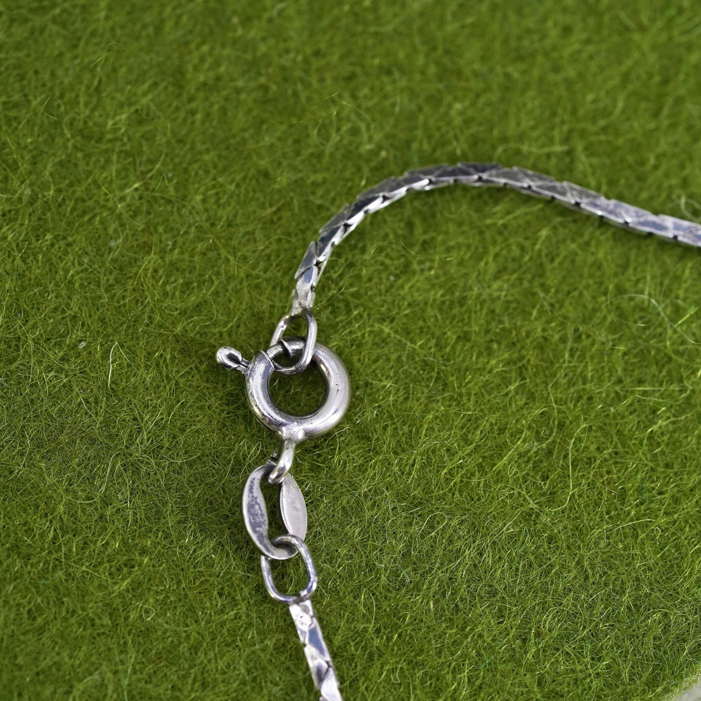 7.5", 1mm, Vintage sterling silver bracelet, Italy 925 square snake chain