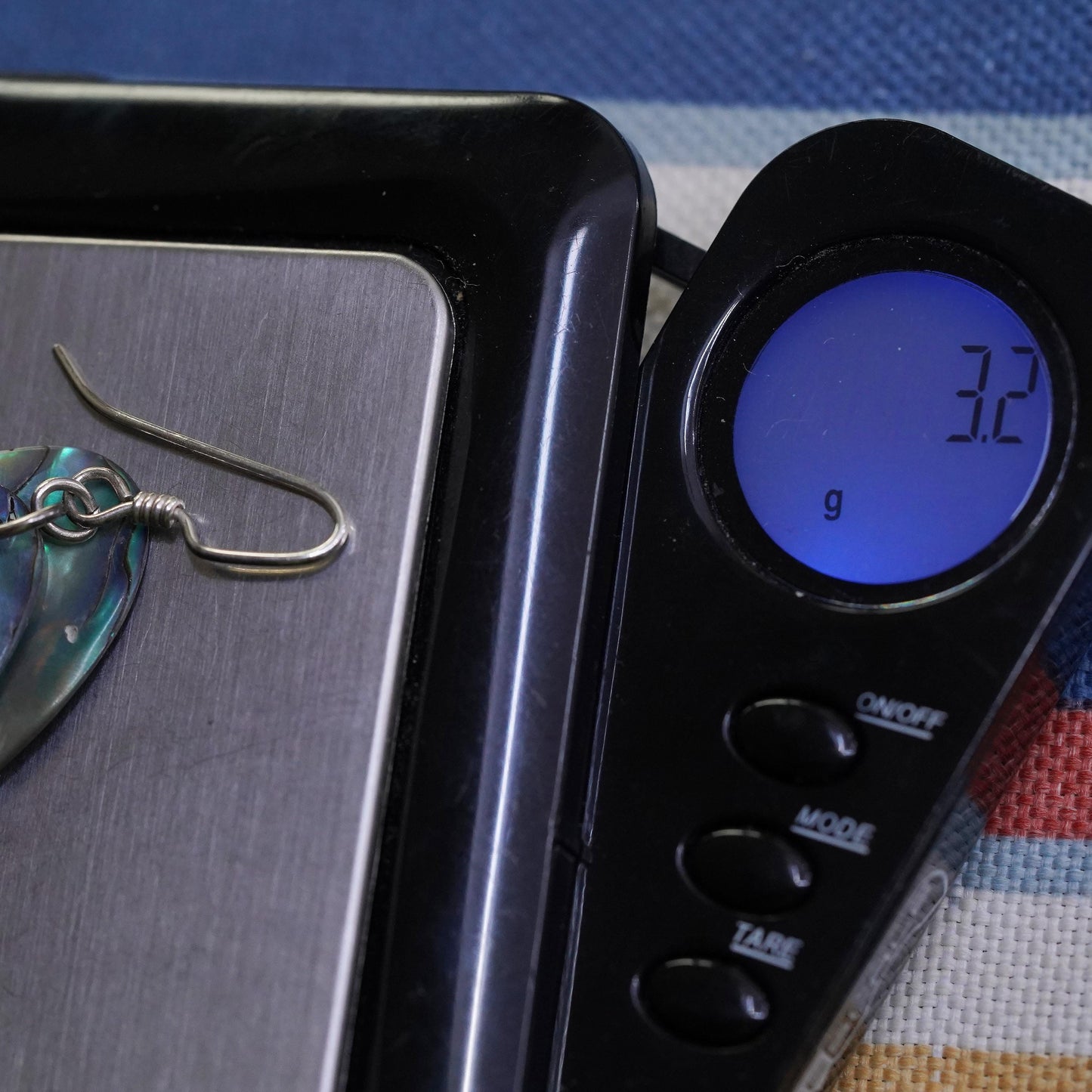Vintage Mexico sterling 925 silver handmade teardrop earrings with abalone