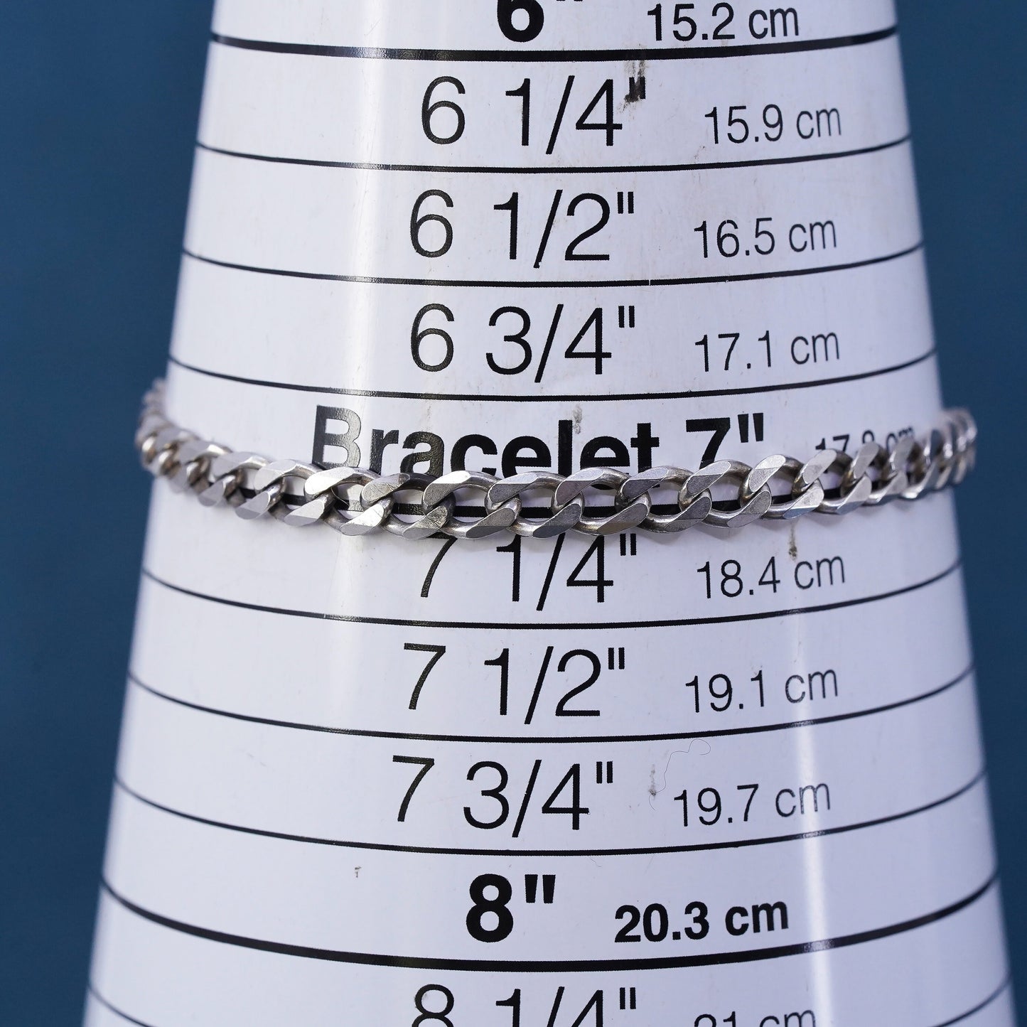 7”, vintage Sterling silver bracelet, 925 bold curb chain, men's bracelet