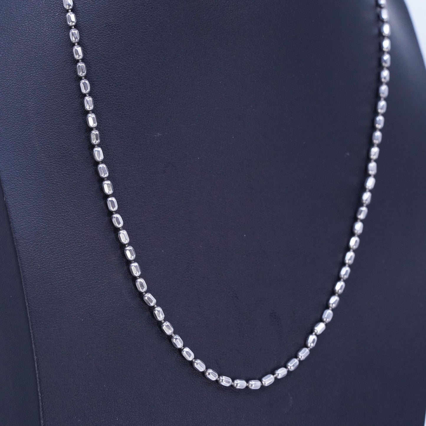 18” 3mm, vintage Italian Sterling 925 silver bead chain necklace