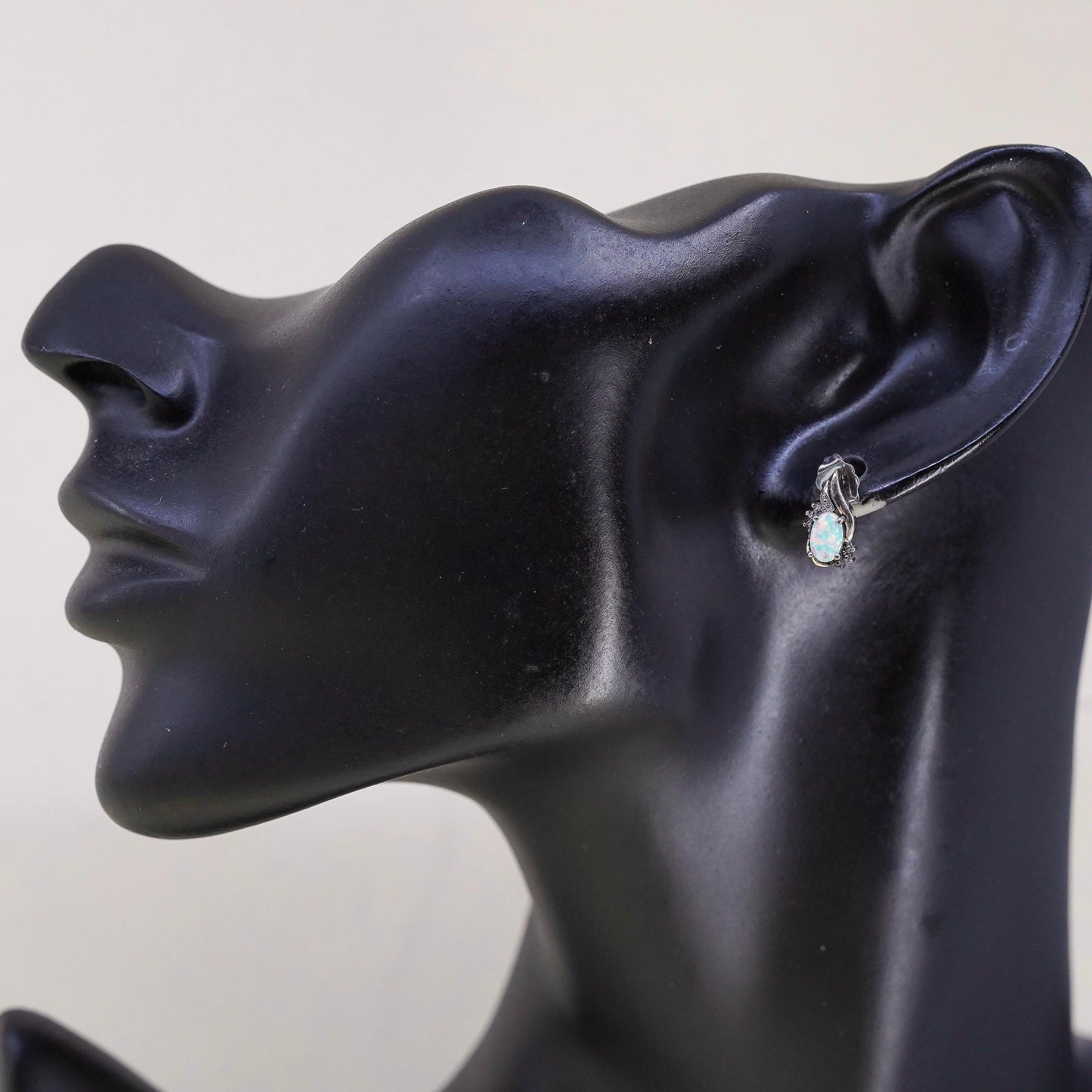 Ralph Lauren 925 sterling silver earrings, studs fire opal 10K yellow gold