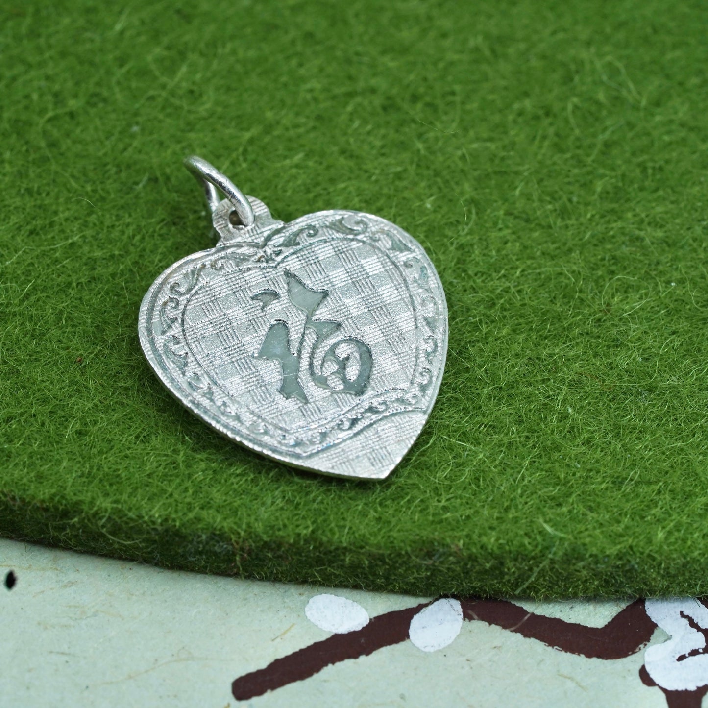 Sterling silver handmade pendant, 925 Chinese word “blessing” and “rooster”
