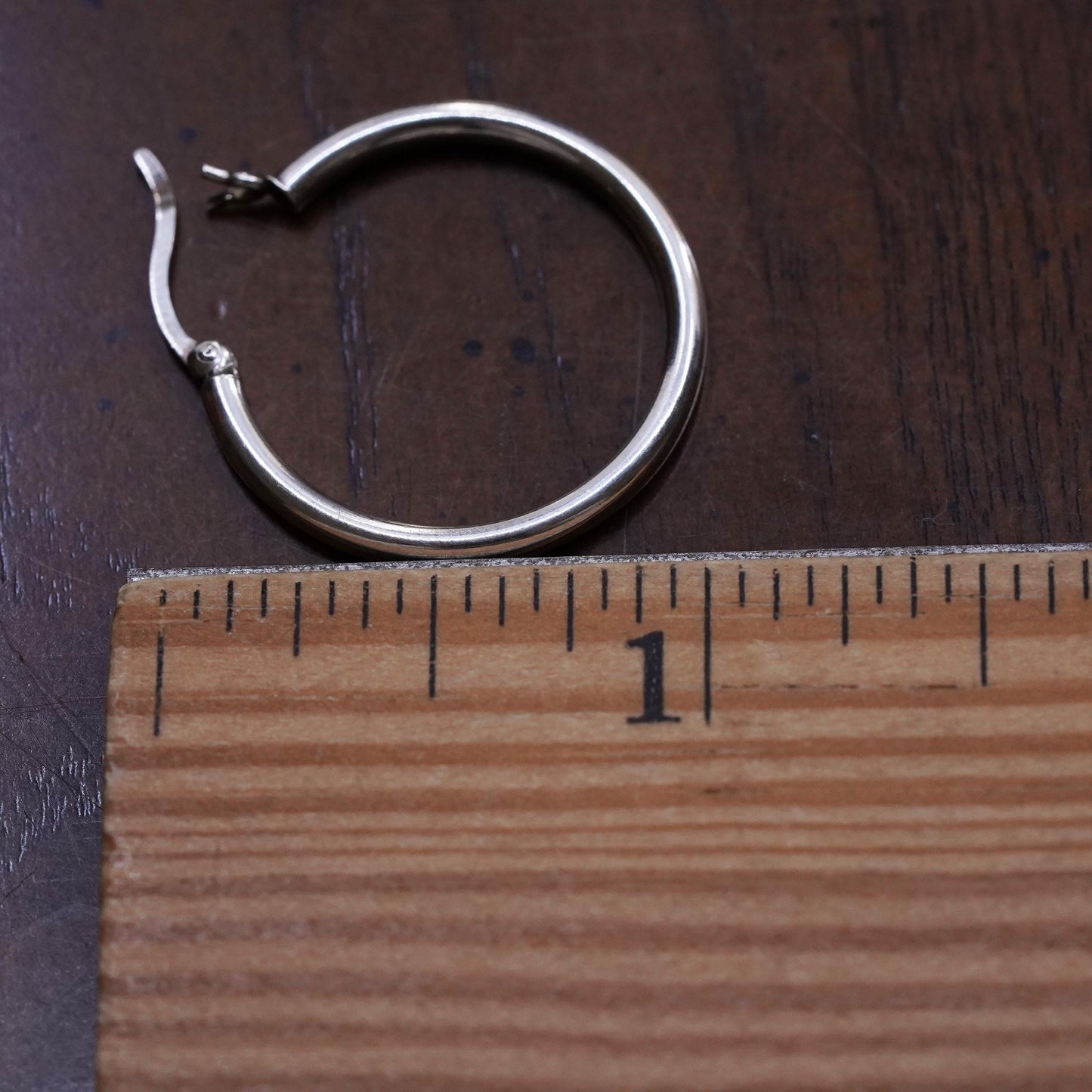 1”, Vintage sterling silver loop single earring, minimalist primitive hoop