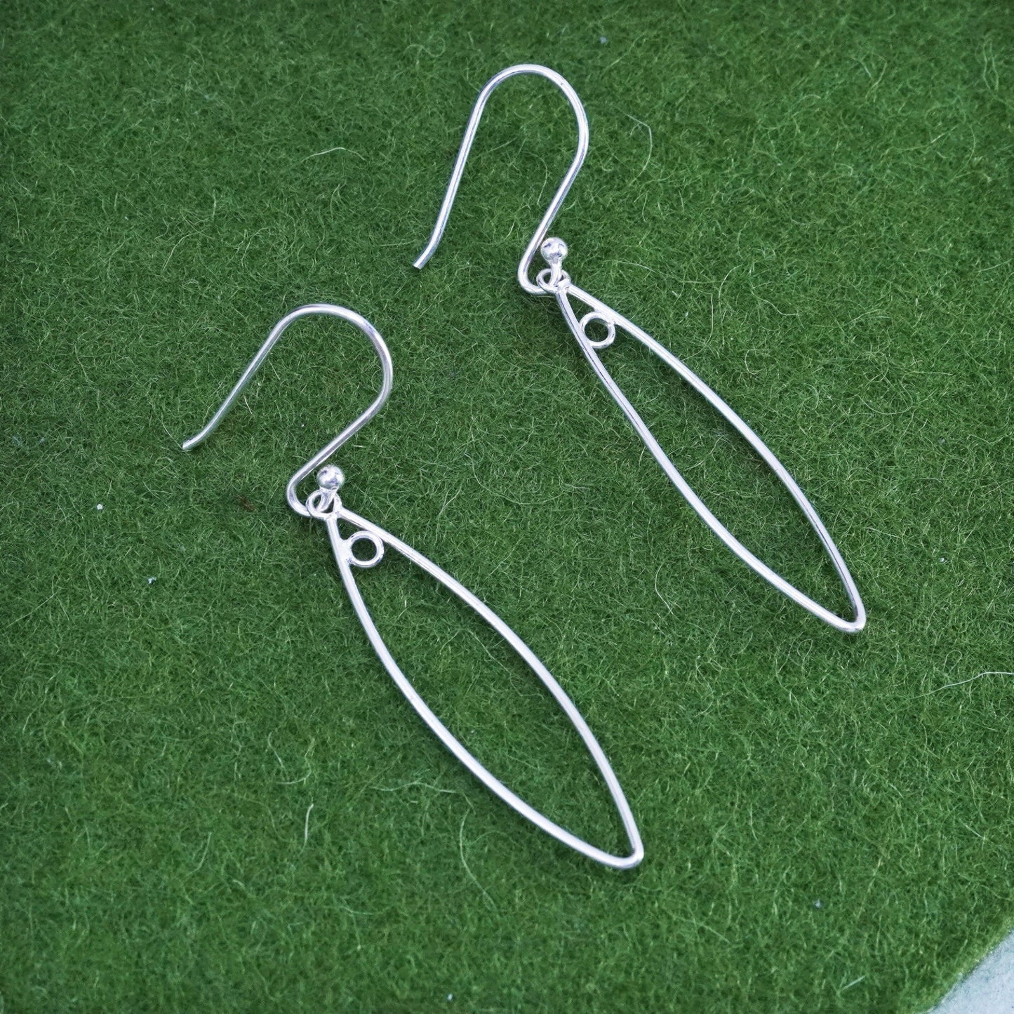 Vintage Sterling silver handmade earrings, 925 Marquise drops
