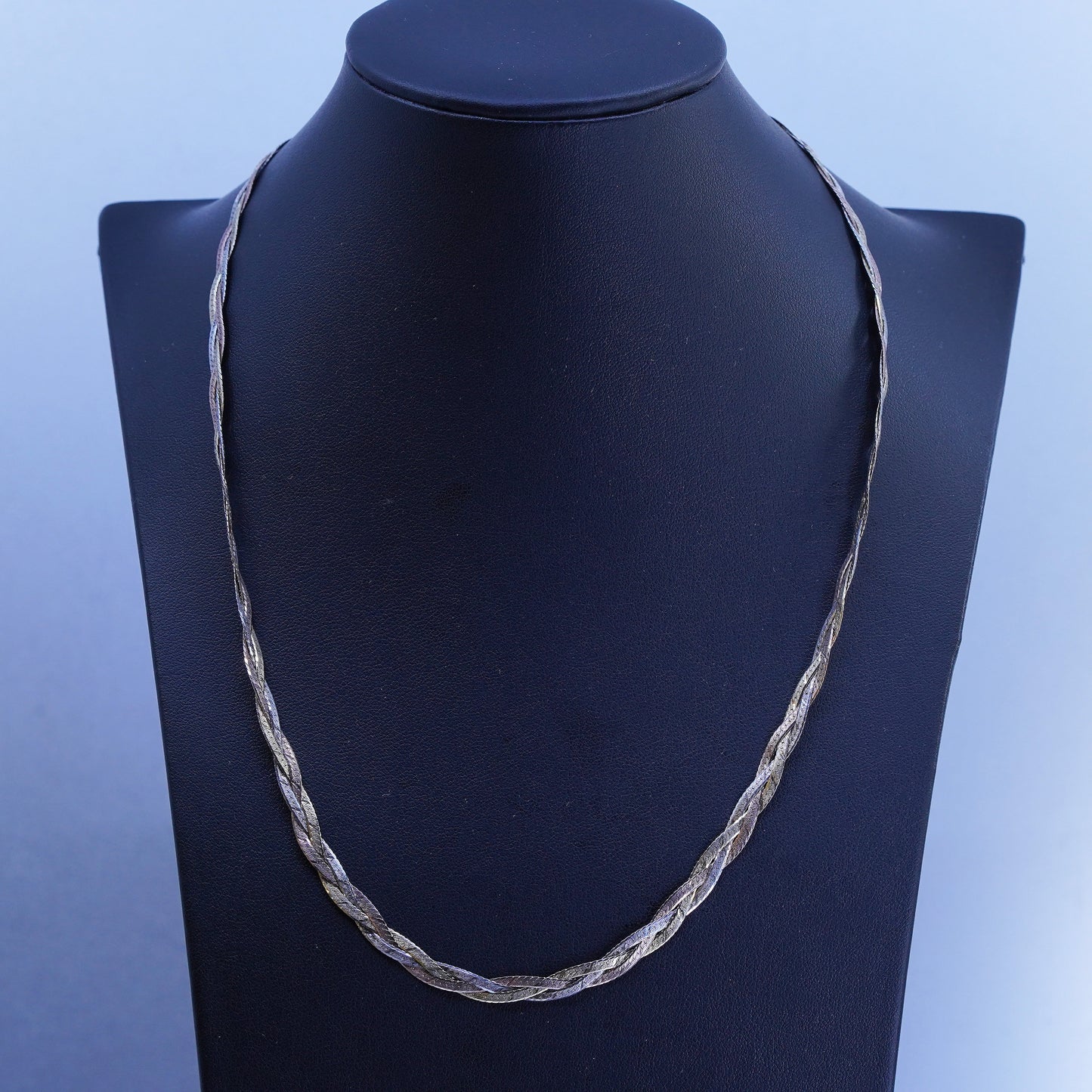 20” Italy triple tone Sterling 925 silver woven braided herringbone necklace