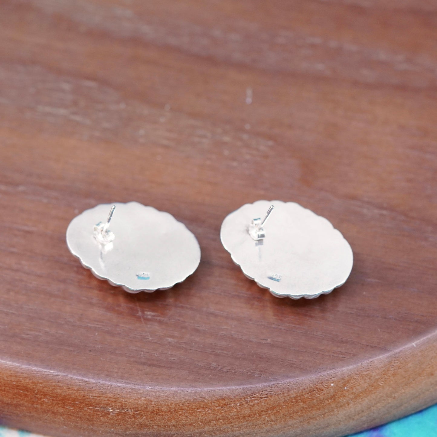 Vintage Italian Sterling silver ribbed studs, 925 earrings