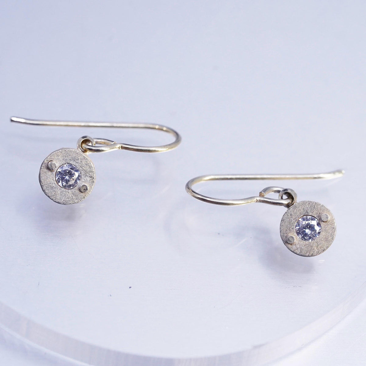 Vintage vermeil gold filled Sterling 925 silver earrings with Cz details