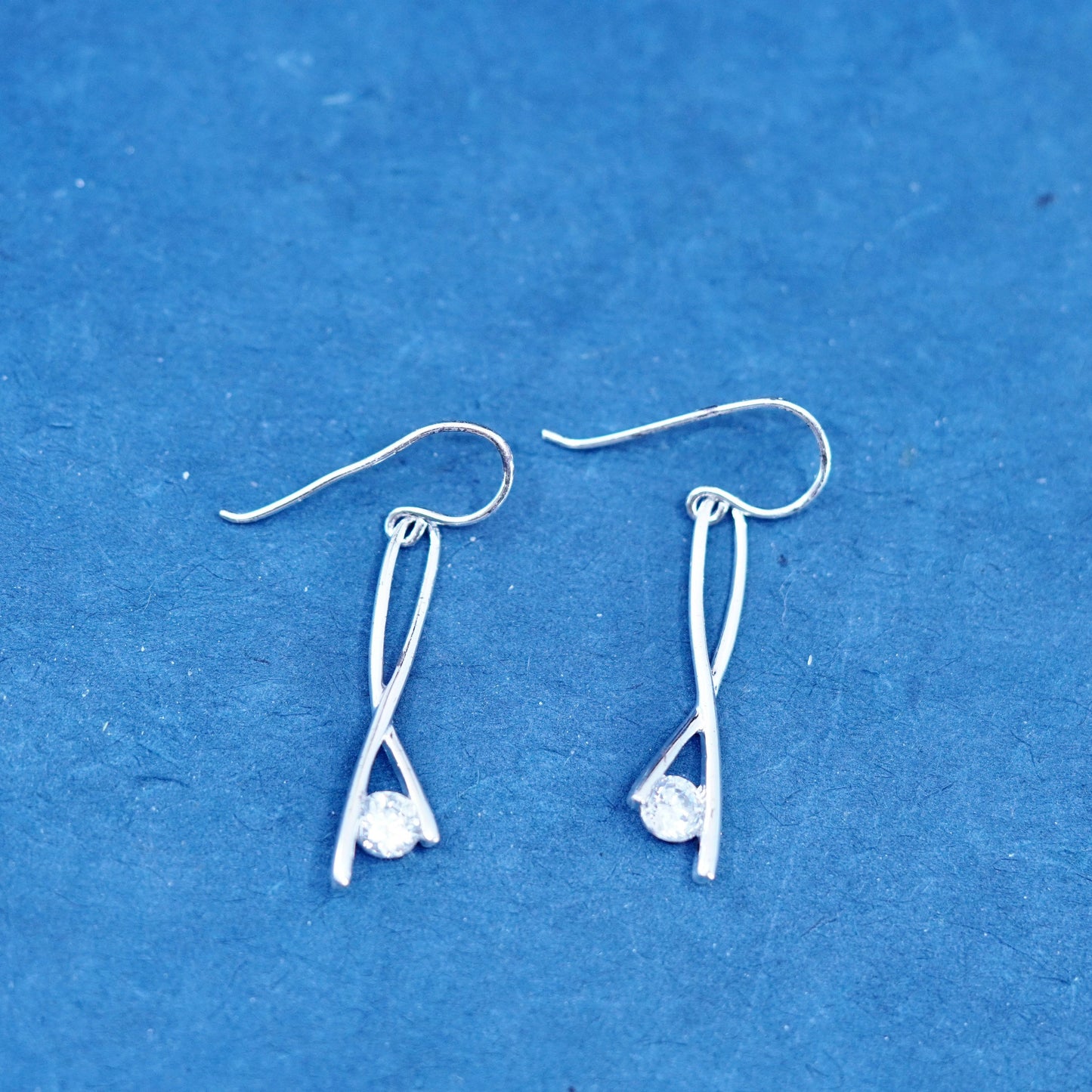 Vintage sterling silver 925 earrings with cz dangles