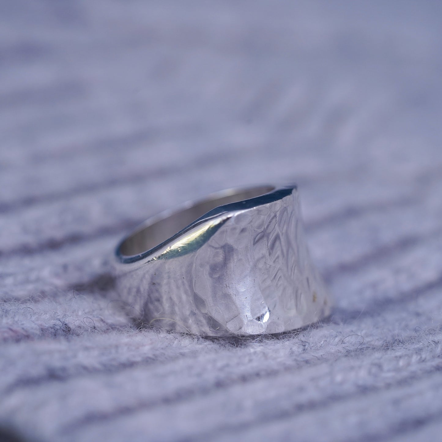 Size 6, mexico Sterling silver handmade ring, modern hammered 925 wide band