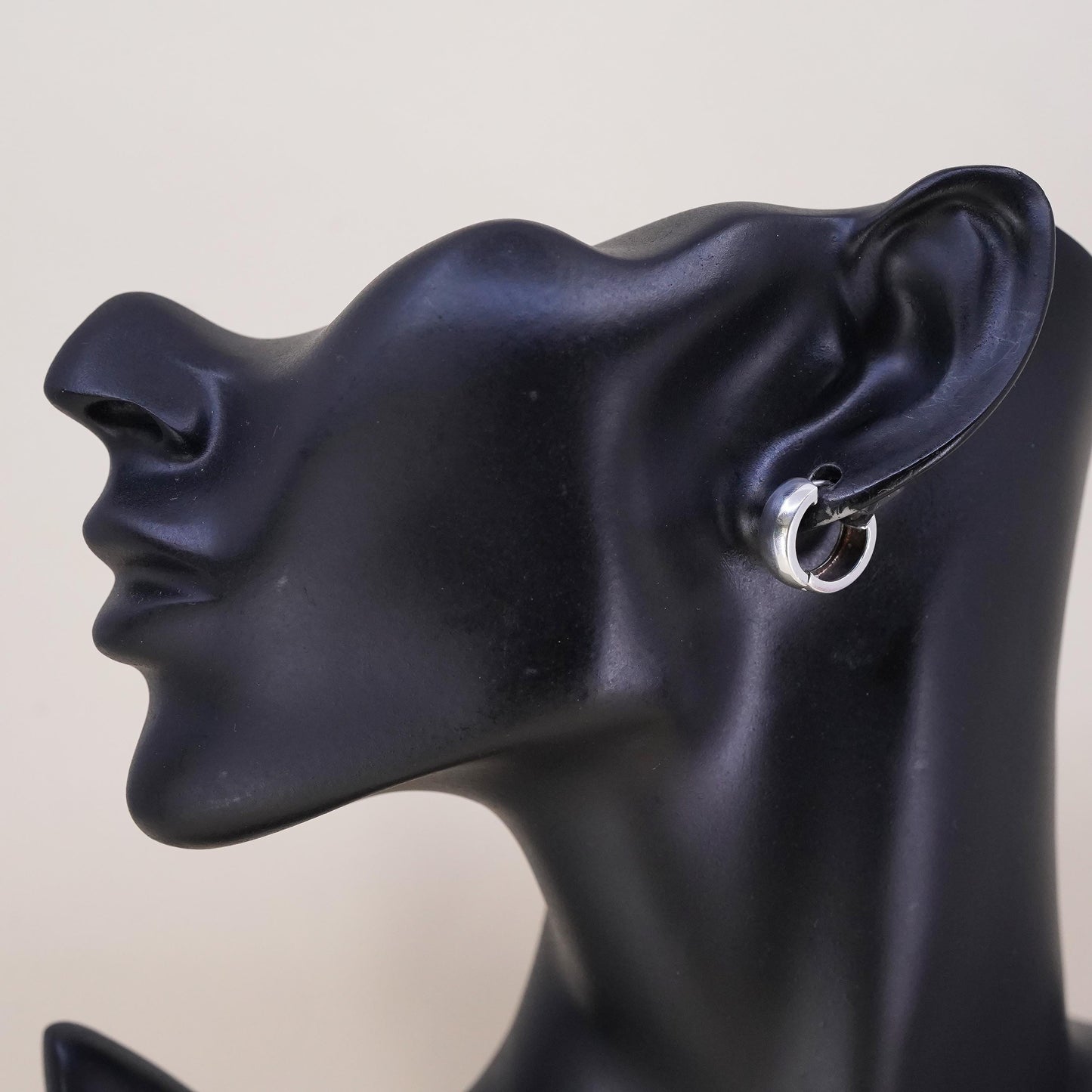 0.5”, Vintage sterling silver single earring, 925 huggie hoop