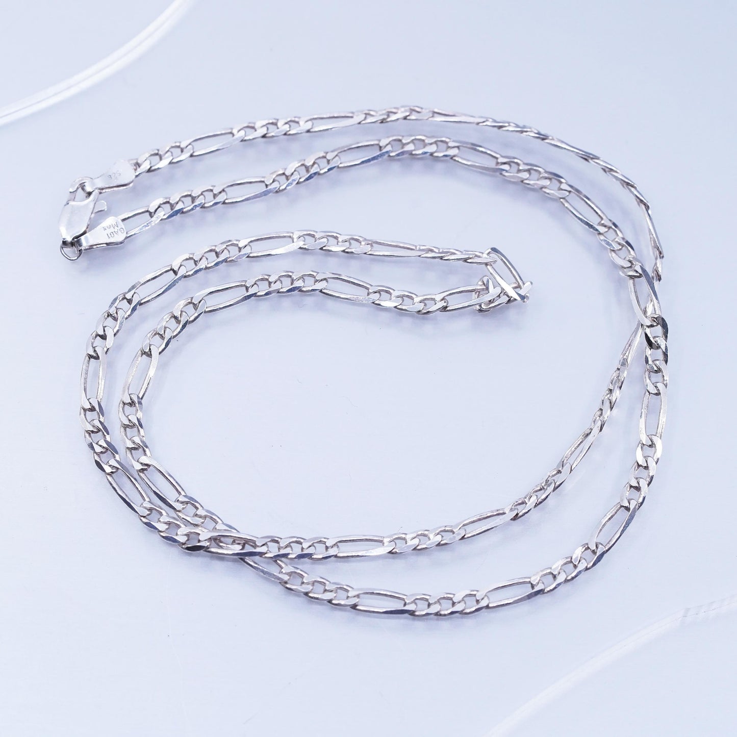 23” 4mm, vintage Mexican Sterling 925 silver figaro chain necklace