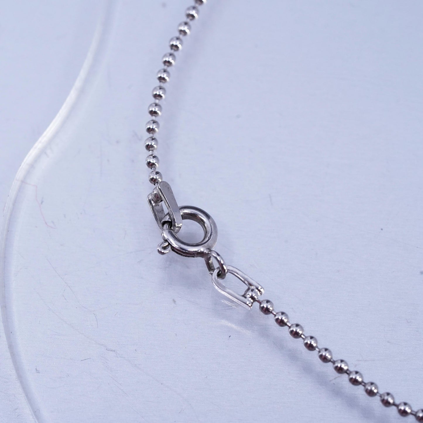 18", vintage Sterling 925 silver box chain necklace cluster cz bead pendant