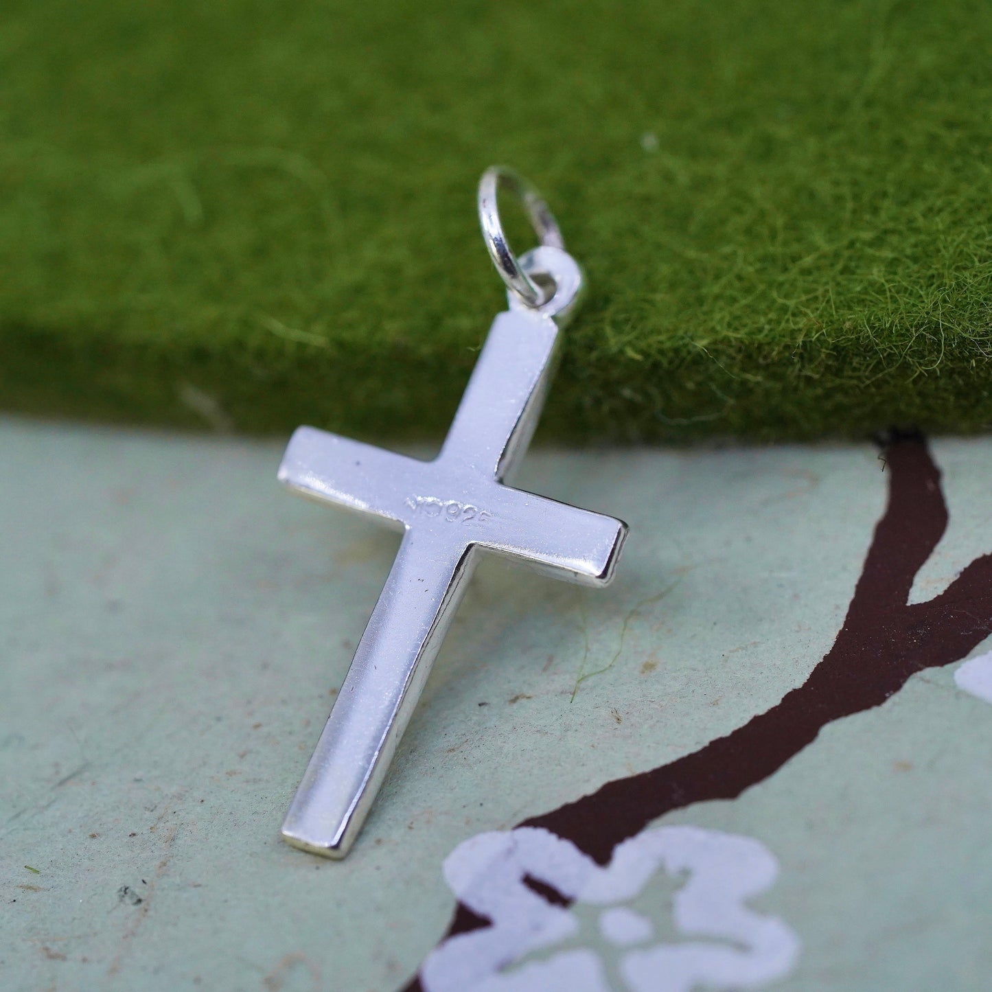 Vintage Sterling silver pendant, 925 cross charm
